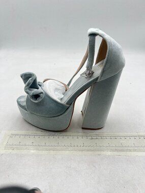 Wo Wagas Light Blue Ankle Strap Sandals Knot High Chunky Platform Heel Shoe